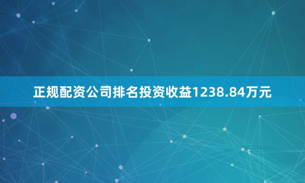 正规配资公司排名投资收益1238.84万元