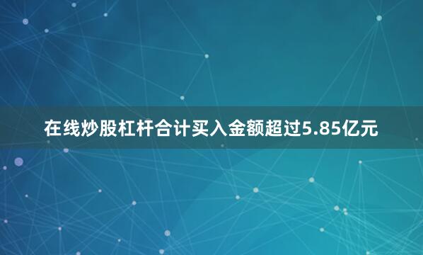 在线炒股杠杆合计买入金额超过5.85亿元