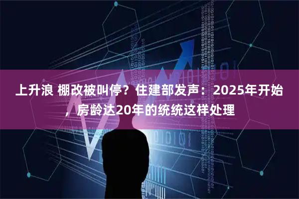 上升浪 棚改被叫停？住建部发声：2025年开始，房龄达20年的统统这样处理